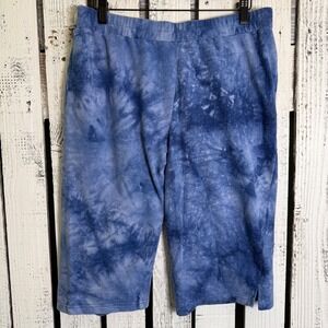 Bon Worth Blue Tie Dye Knit Shorts Women Medium Bermuda Lounge Boho Casual Sleep